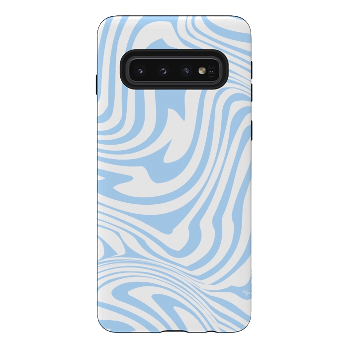 Galaxy S10 StrongFit Modern retro blue waves by Martina