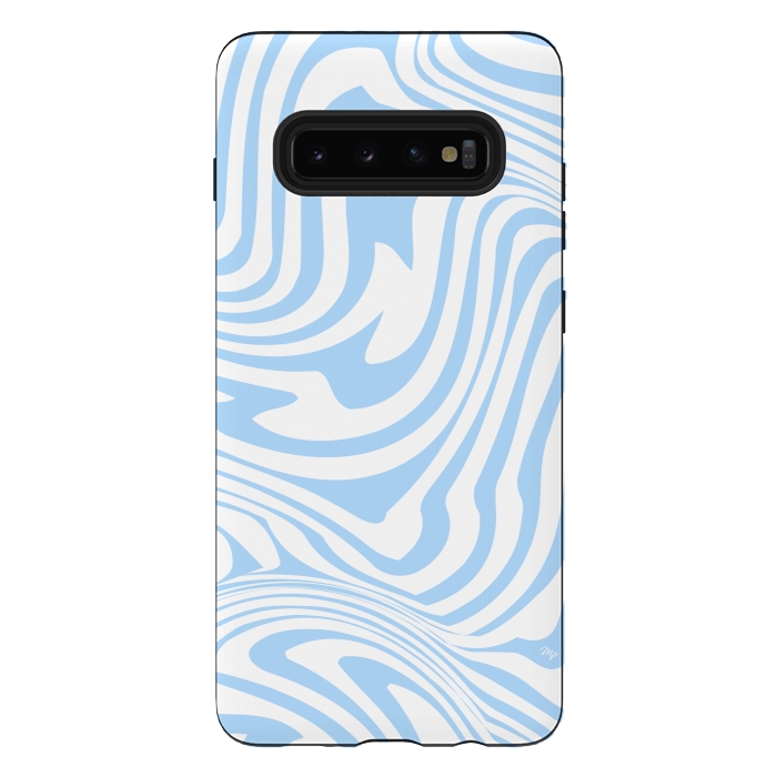 Galaxy S10 plus StrongFit Modern retro blue waves by Martina