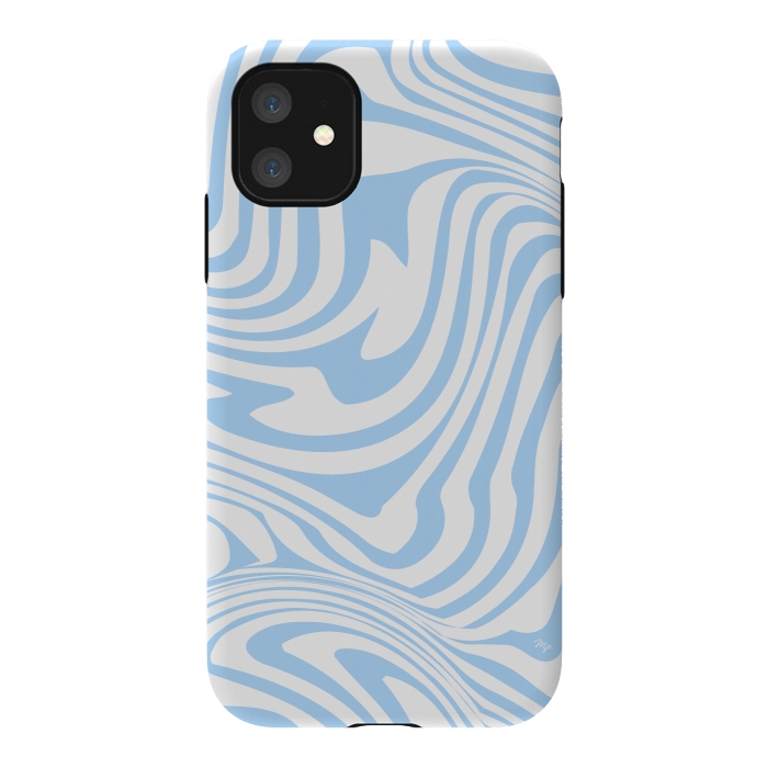 iPhone 11 StrongFit Modern retro blue waves by Martina