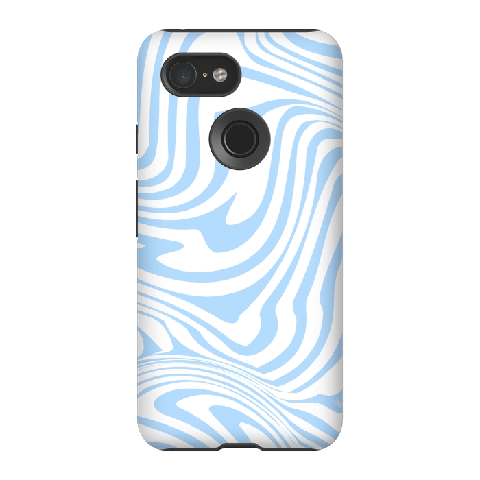 Pixel 3 StrongFit Modern retro blue waves by Martina