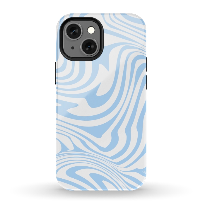iPhone 12 mini StrongFit Modern retro blue waves by Martina