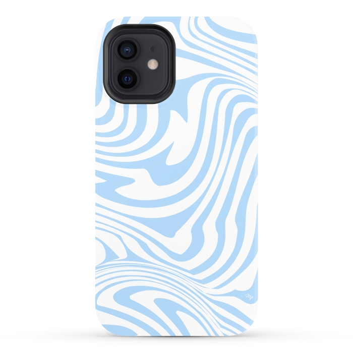 iPhone 12 StrongFit Modern retro blue waves by Martina