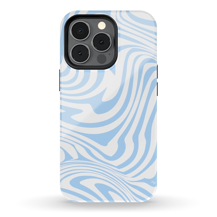iPhone 13 pro StrongFit Modern retro blue waves by Martina