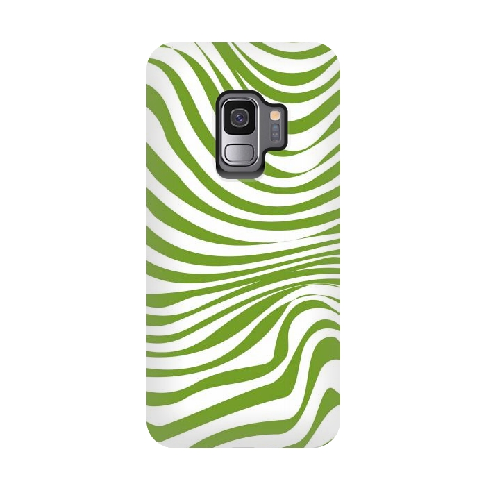 Galaxy S9 StrongFit Modern retro cool green waves by Martina