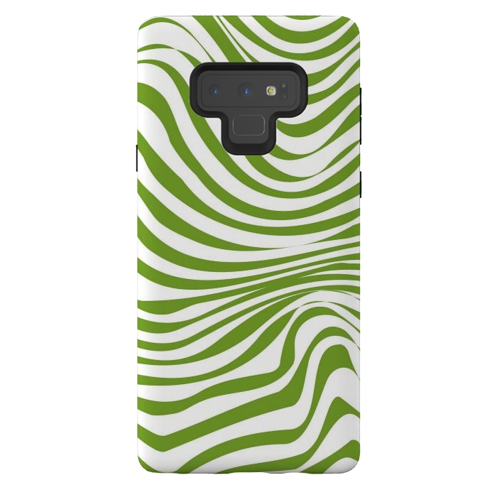 Galaxy Note 9 StrongFit Modern retro cool green waves by Martina