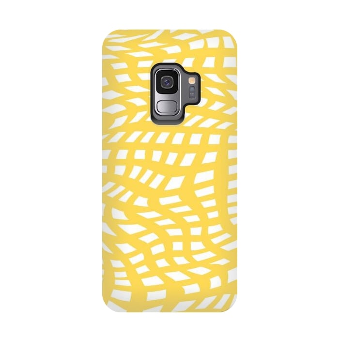 Galaxy S9 StrongFit Modern retro yellow cubes by Martina