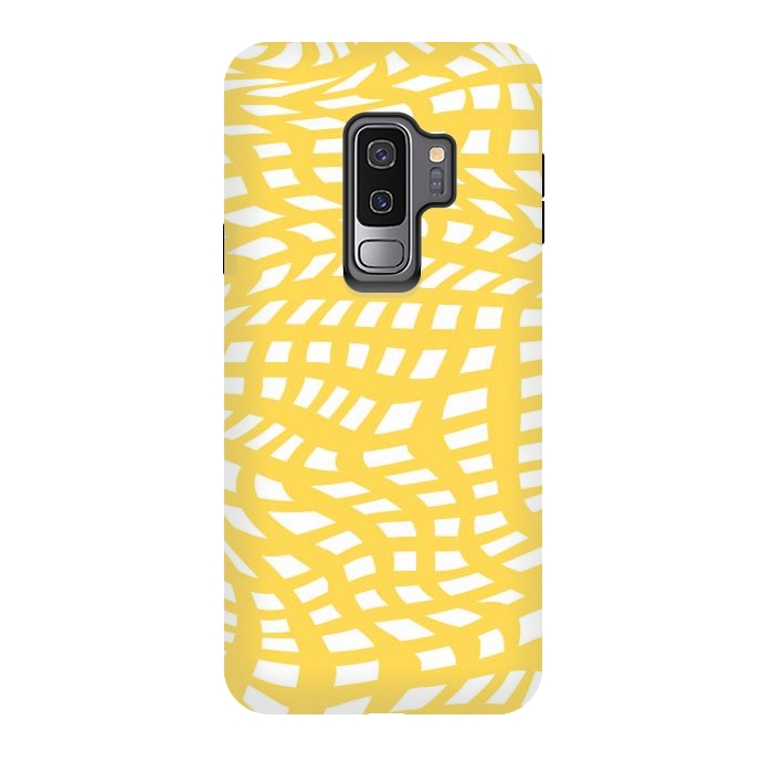 Galaxy S9 plus StrongFit Modern retro yellow cubes by Martina