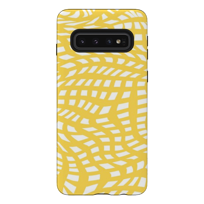 Galaxy S10 StrongFit Modern retro yellow cubes by Martina