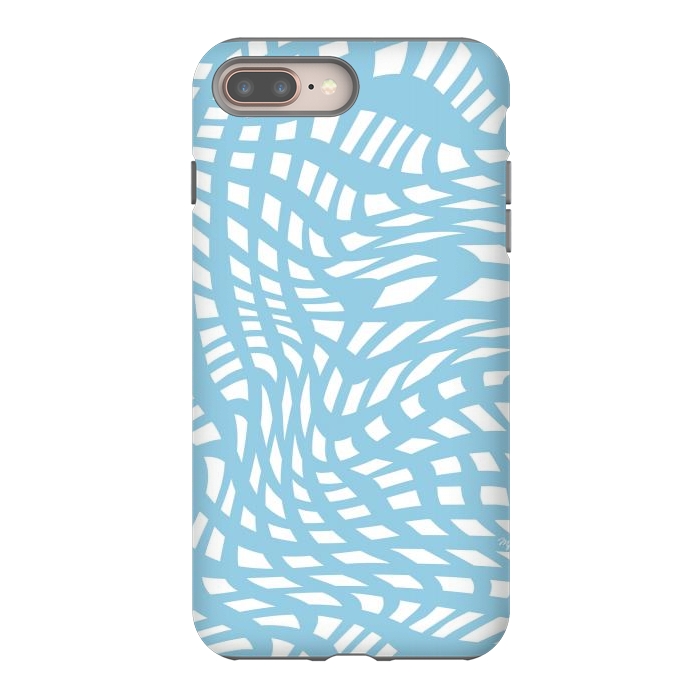 iPhone 7 plus StrongFit Modern retro blue wave cubes by Martina