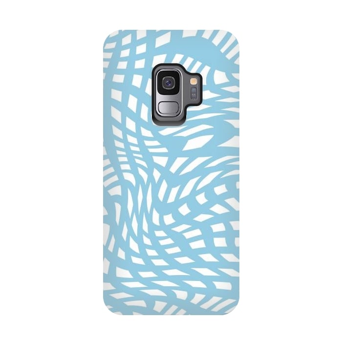 Galaxy S9 StrongFit Modern retro blue wave cubes by Martina