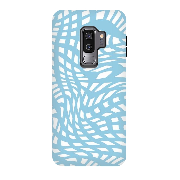 Galaxy S9 plus StrongFit Modern retro blue wave cubes by Martina