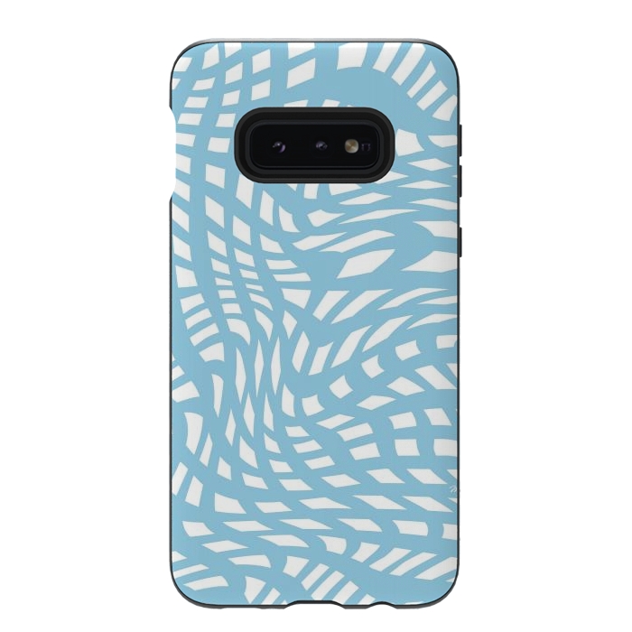 Galaxy S10e StrongFit Modern retro blue wave cubes by Martina