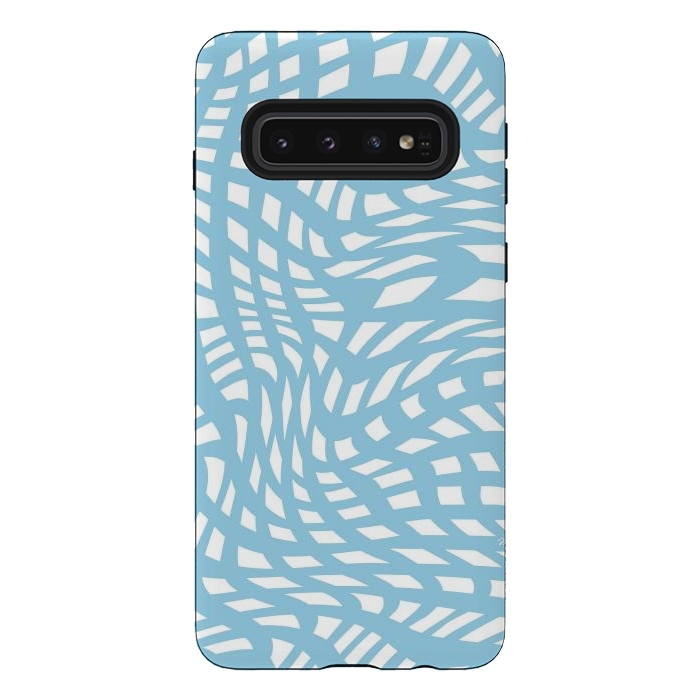 Galaxy S10 StrongFit Modern retro blue wave cubes by Martina