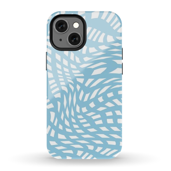 iPhone 12 mini StrongFit Modern retro blue wave cubes by Martina