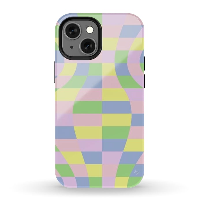 iPhone 12 mini StrongFit Modern Retro pastel cubes by Martina