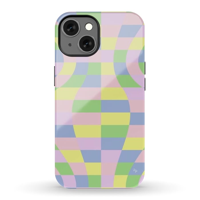 iPhone 13 StrongFit Modern Retro pastel cubes by Martina