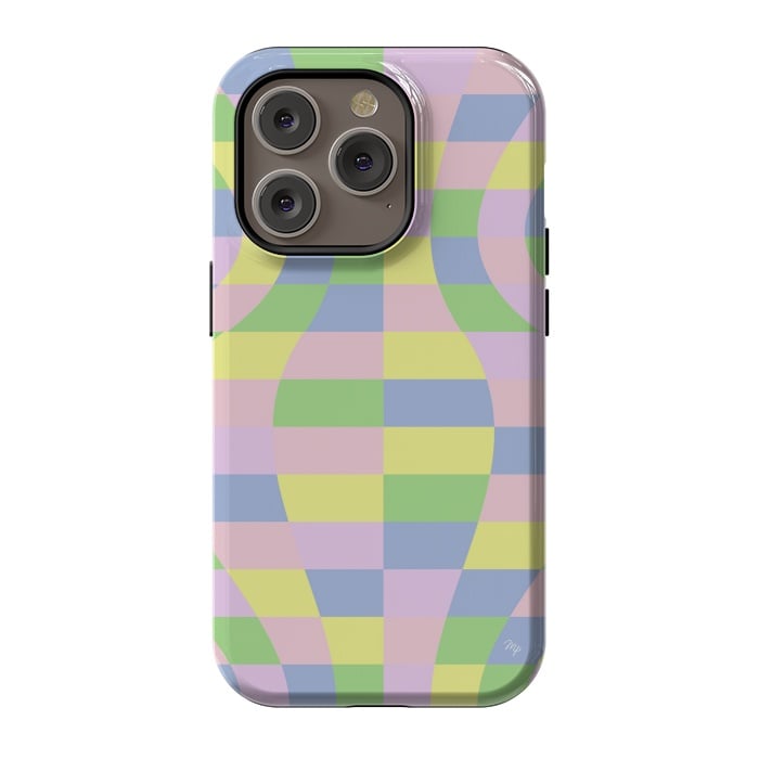 iPhone 14 Pro StrongFit Modern Retro pastel cubes by Martina
