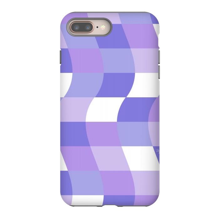 iPhone 8 plus StrongFit Modern retro purple cube waves by Martina