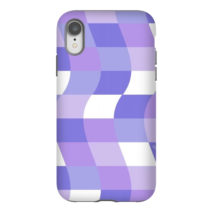 iPhone Xr StrongFit Modern retro purple cube waves by Martina
