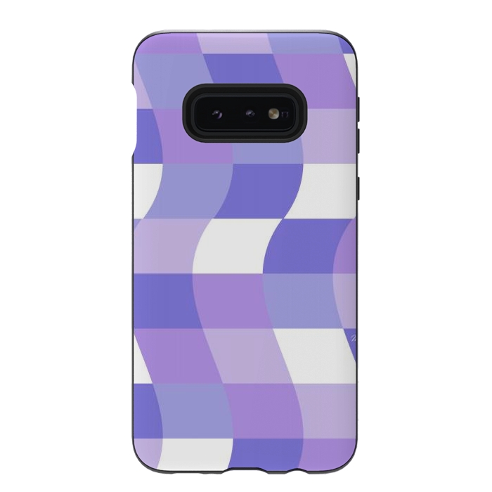 Galaxy S10e StrongFit Modern retro purple cube waves by Martina