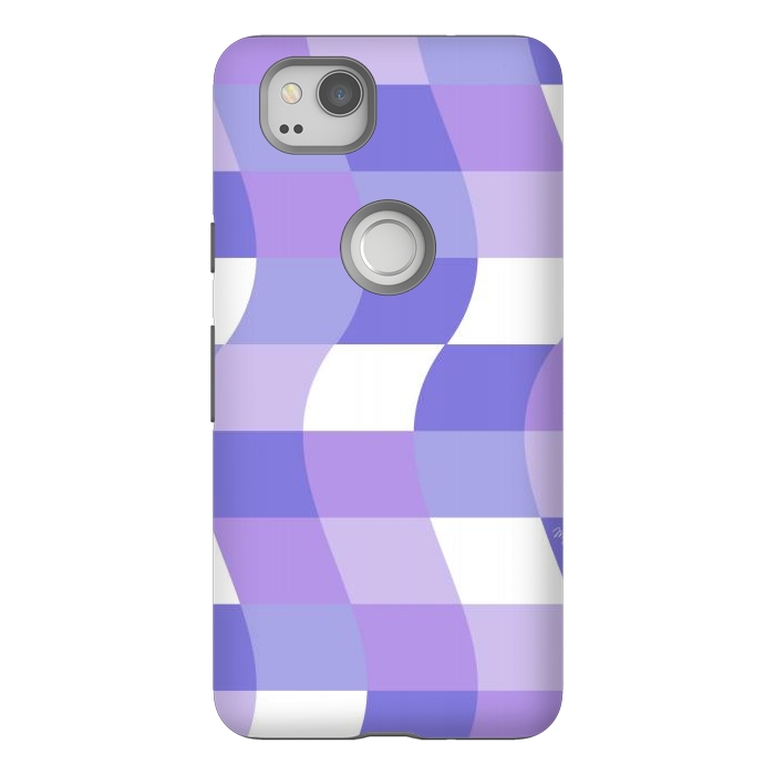 Pixel 2 StrongFit Modern retro purple cube waves by Martina