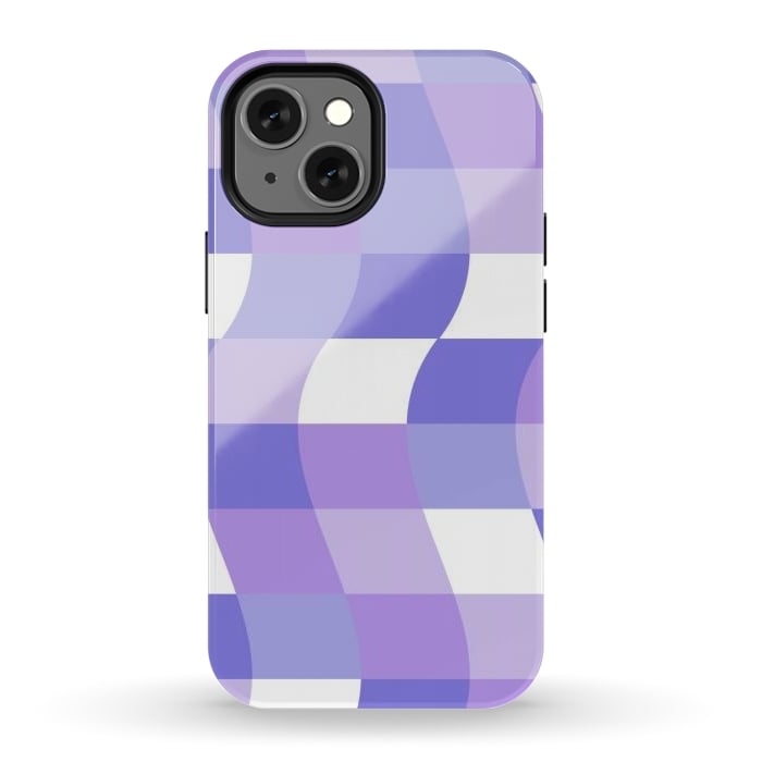 iPhone 12 mini StrongFit Modern retro purple cube waves by Martina