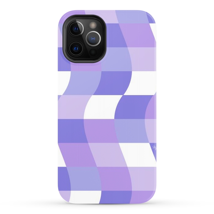 iPhone 12 Pro StrongFit Modern retro purple cube waves by Martina