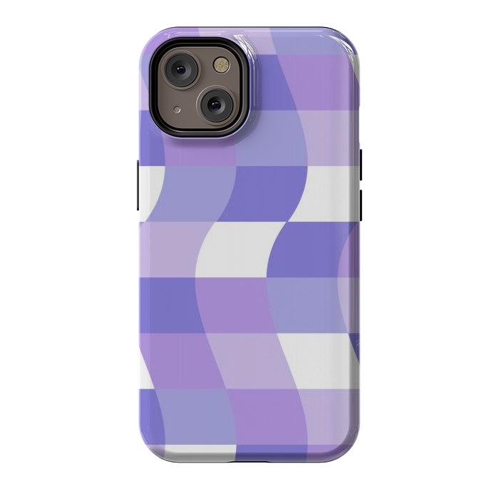 iPhone 14 StrongFit Modern retro purple cube waves by Martina