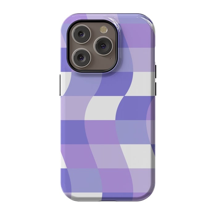 iPhone 14 Pro StrongFit Modern retro purple cube waves by Martina