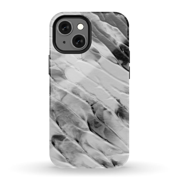 iPhone 12 mini StrongFit Modern organic black and white paint by Martina