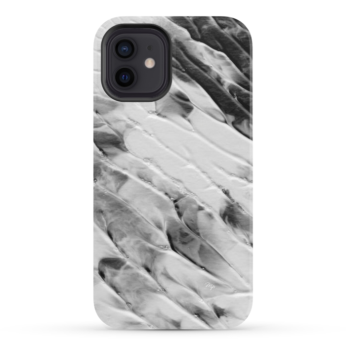 iPhone 12 StrongFit Modern organic black and white paint by Martina