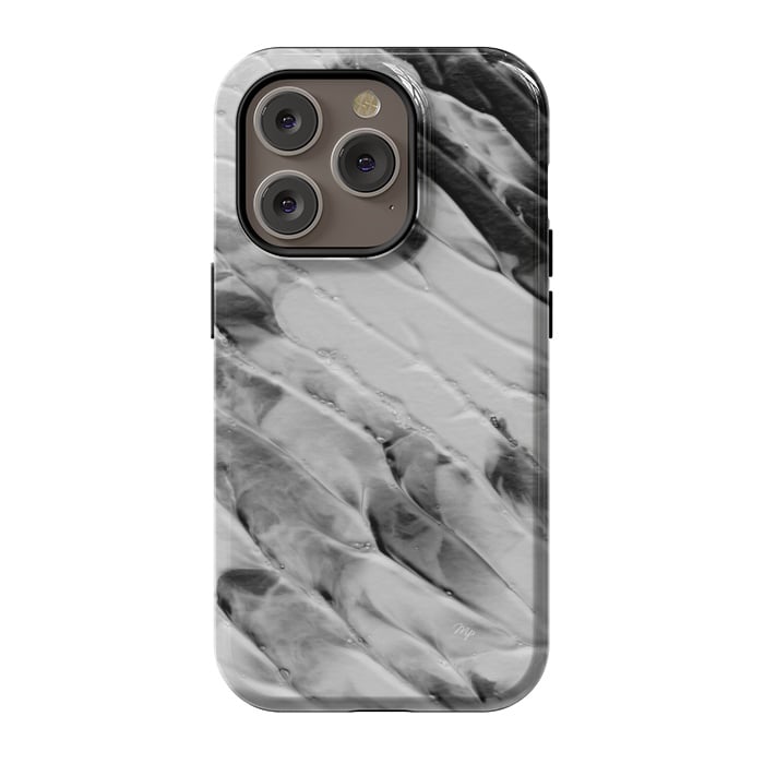 iPhone 14 Pro StrongFit Modern organic black and white paint by Martina
