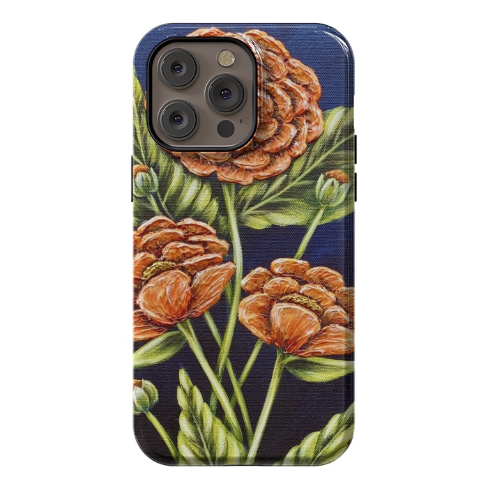 iPhone 14 Pro max StrongFit Orange Peonies by Denise Cassidy Wood