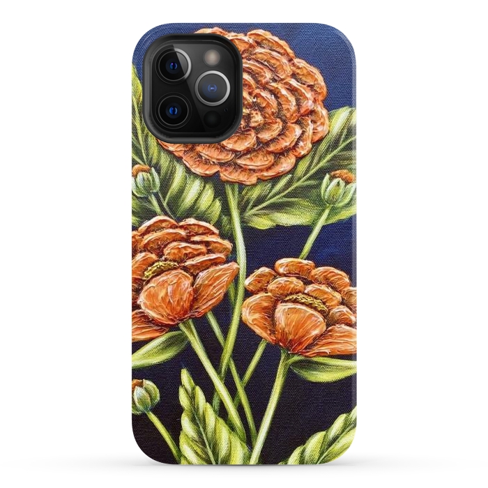 iPhone 12 Pro Max StrongFit Orange Peonies by Denise Cassidy Wood