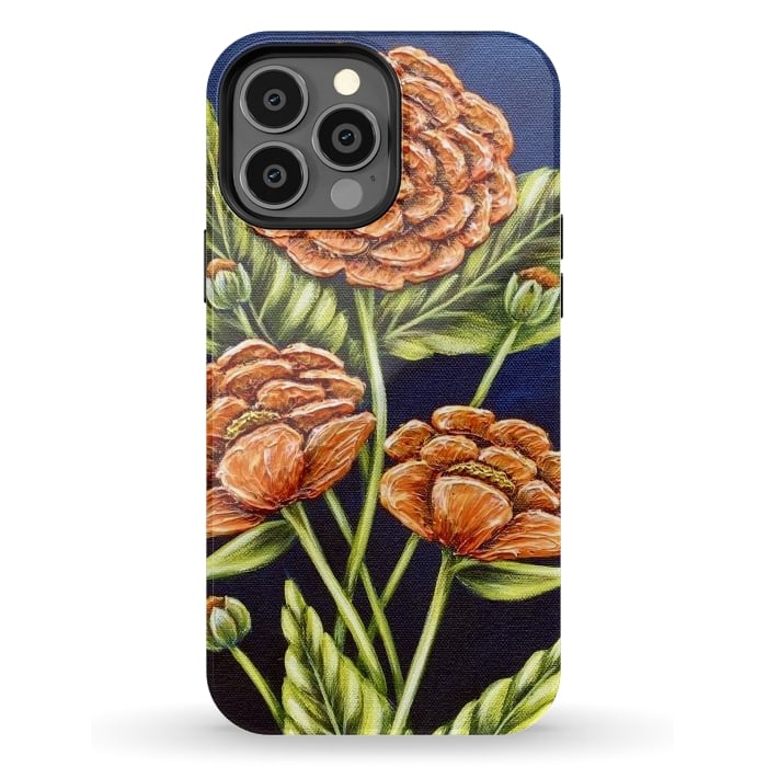 iPhone 13 Pro Max StrongFit Orange Peonies by Denise Cassidy Wood