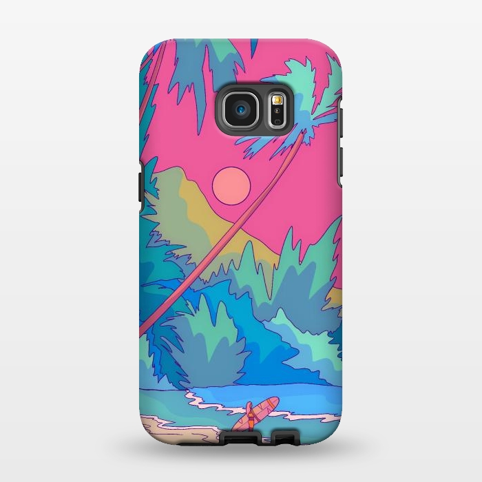 Galaxy S7 EDGE StrongFit Pink sky beach by Steve Wade (Swade)