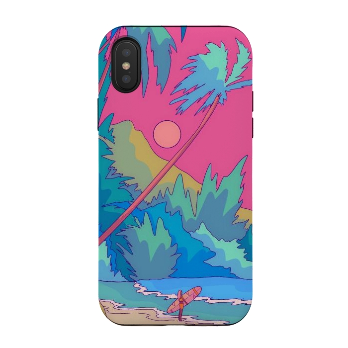 iPhone Xs / X StrongFit Pink sky beach by Steve Wade (Swade)