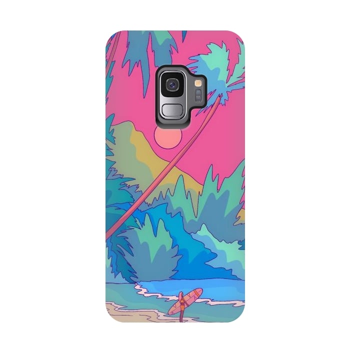 Galaxy S9 StrongFit Pink sky beach by Steve Wade (Swade)