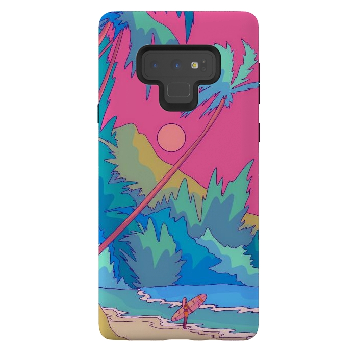 Galaxy Note 9 StrongFit Pink sky beach by Steve Wade (Swade)