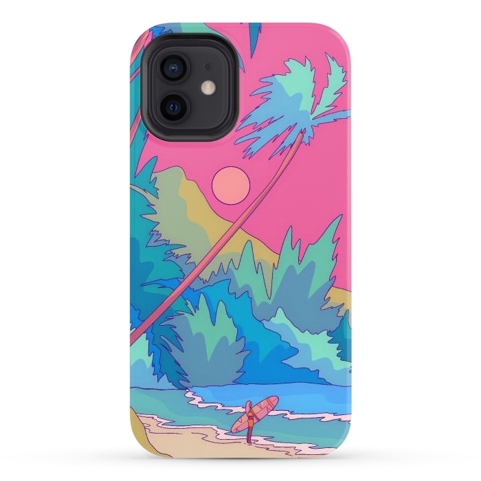 iPhone 12 StrongFit Pink sky beach by Steve Wade (Swade)