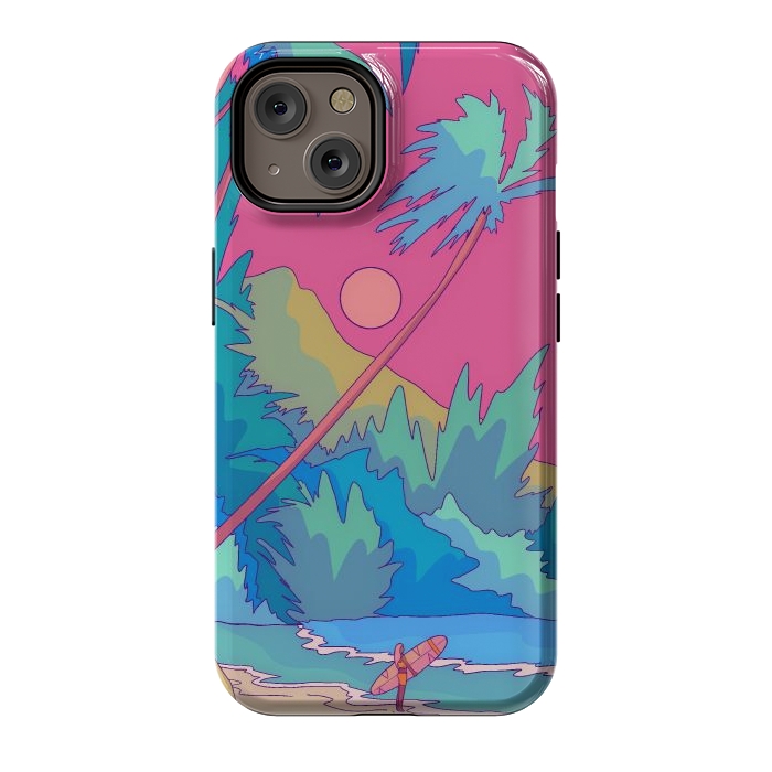 iPhone 14 StrongFit Pink sky beach by Steve Wade (Swade)