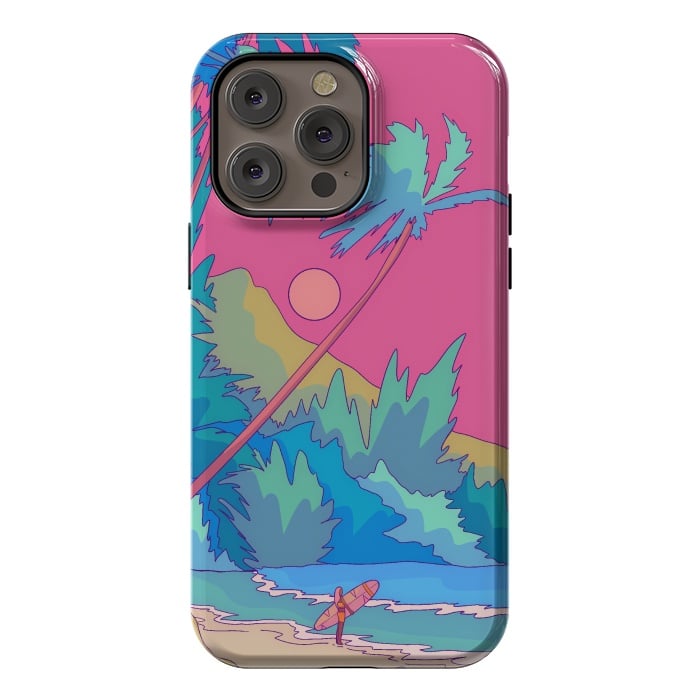 iPhone 14 Pro max StrongFit Pink sky beach by Steve Wade (Swade)