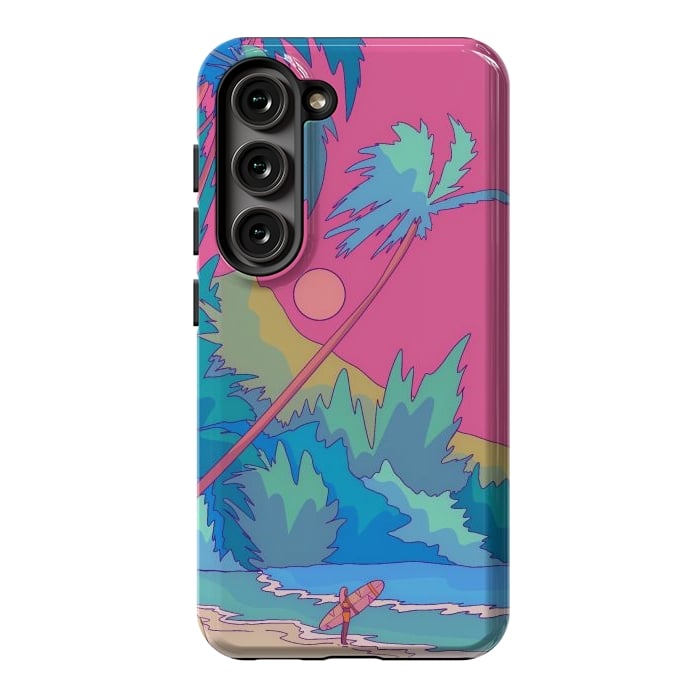 Galaxy S23 StrongFit Pink sky beach by Steve Wade (Swade)