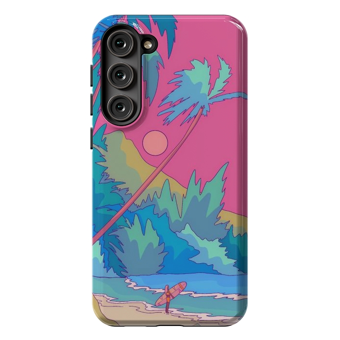 Galaxy S23 Plus StrongFit Pink sky beach by Steve Wade (Swade)