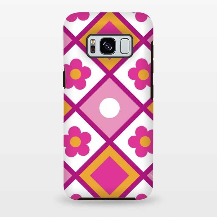 Galaxy S8 plus StrongFit Funky retro pink flowers by Martina