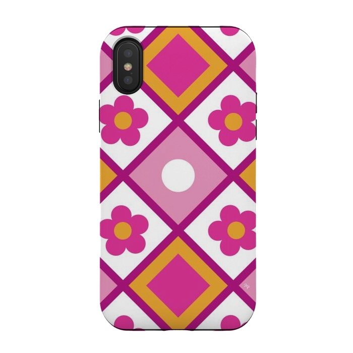iPhone Xs / X StrongFit Funky retro pink flowers by Martina