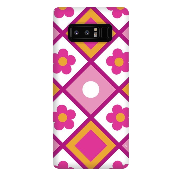 Galaxy Note 8 StrongFit Funky retro pink flowers by Martina