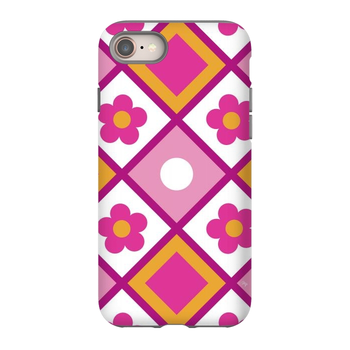 iPhone 8 StrongFit Funky retro pink flowers by Martina