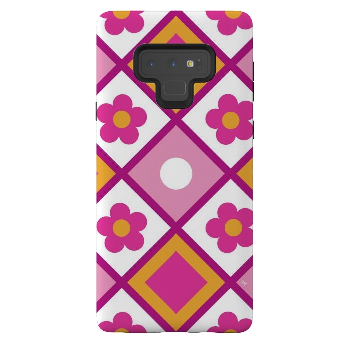 Galaxy Note 9 StrongFit Funky retro pink flowers by Martina