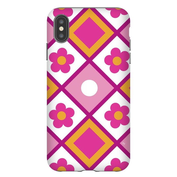 iPhone Xs Max StrongFit Funky retro pink flowers by Martina